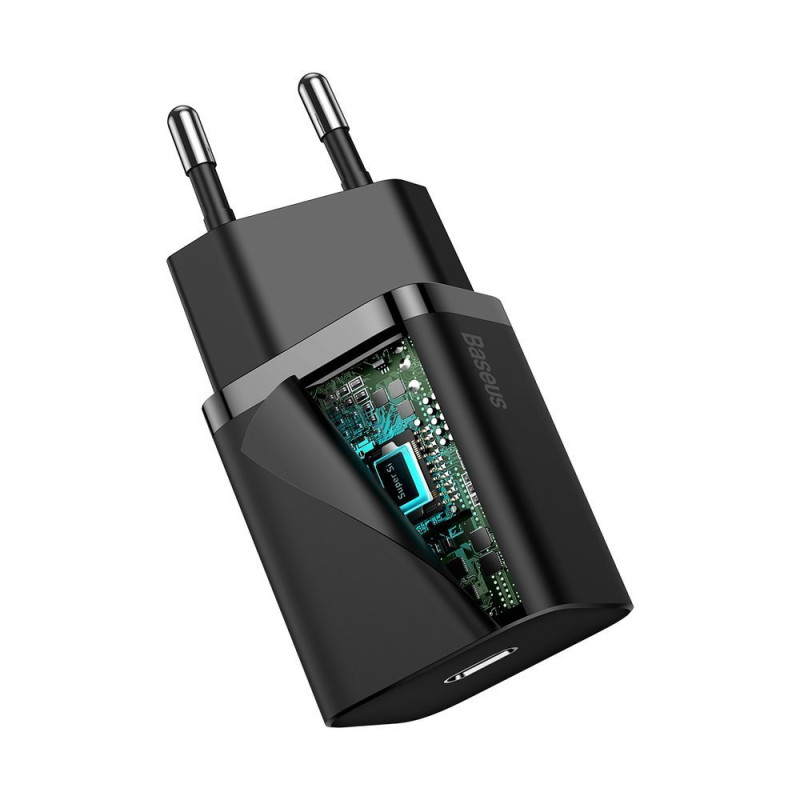 Super Si 1C USB-C 20W Power Delivery greitas įkroviklis, juodas