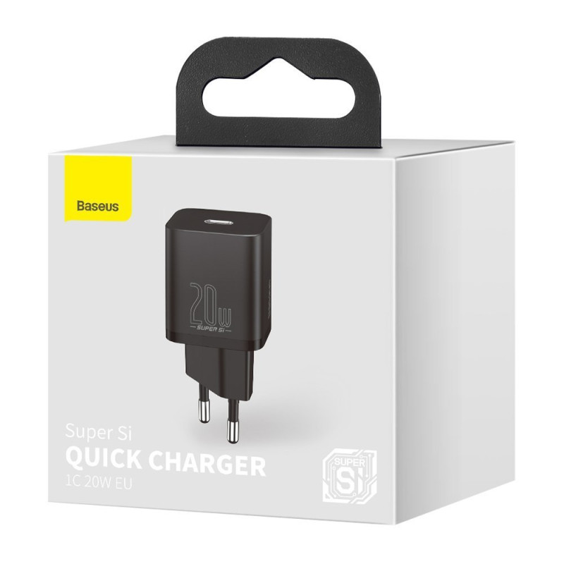Super Si 1C USB-C 20W Power Delivery greitas įkroviklis, juodas