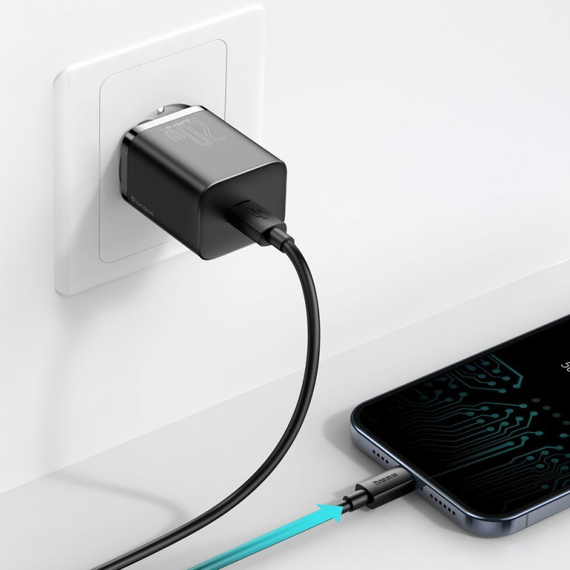 Super Si 1C USB-C 20W Power Delivery greitas įkroviklis, juodas
