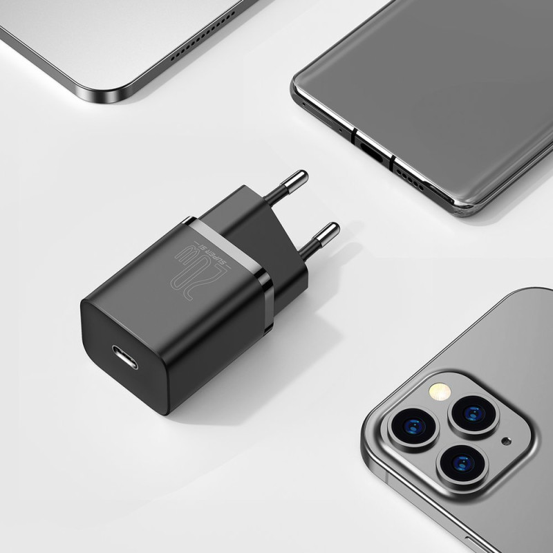 Super Si 1C USB-C 20W Power Delivery greitas įkroviklis, juodas