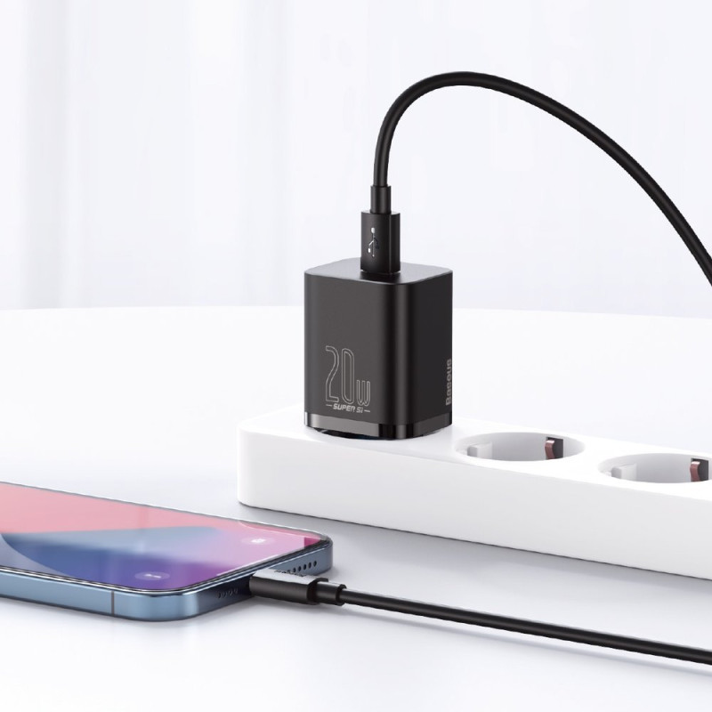 Super Si 1C USB-C 20W Power Delivery greitas įkroviklis, juodas