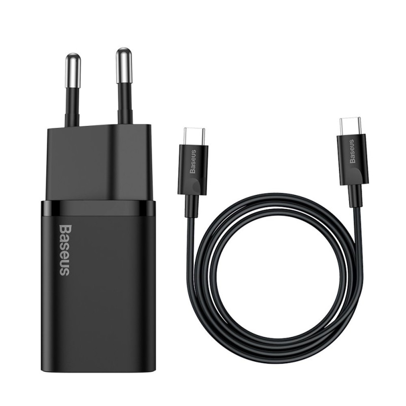 
Super Si QC PD 25W 3A greitas įkroviklis + USB-C laidas 1m juodas
