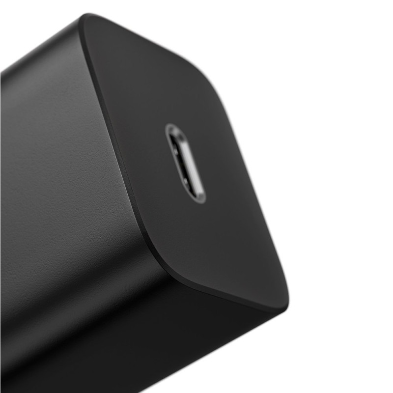Super Si QC PD 25W 3A greitas įkroviklis + USB-C laidas 1m juodas