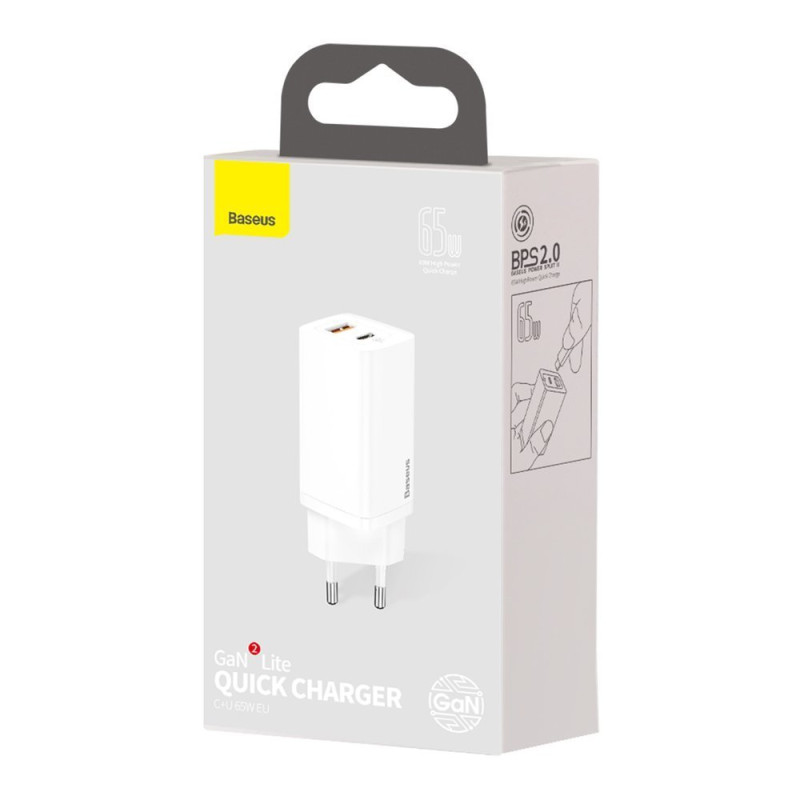 GaN2 Pro USB greitas įkroviklis USB-C QC PD 65W baltas