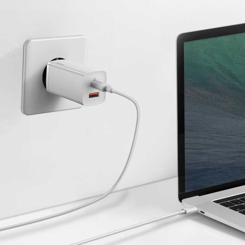GaN2 Pro USB greitas įkroviklis USB-C QC PD 65W baltas