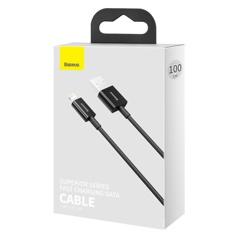 Puikus iPhone USB laidas - Lightning 2.4A 1m juodas