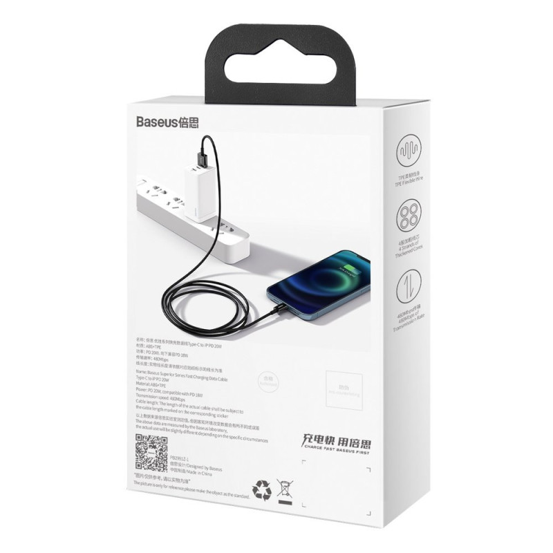 Puikus iPhone USB laidas - Lightning 2.4A 1m juodas