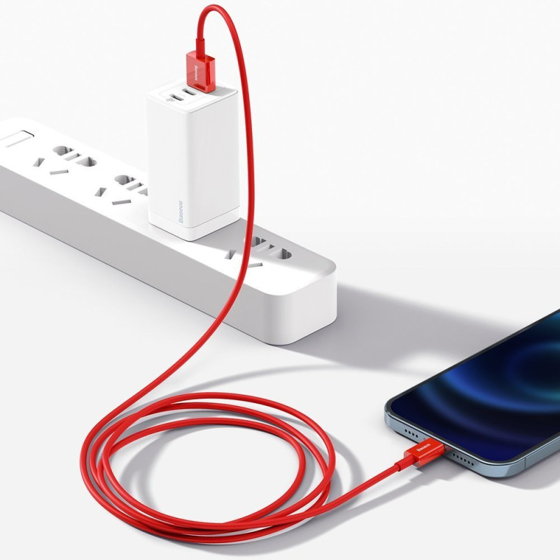 Puikus iPhone USB laidas - Lightning 2.4A 1m raudonas
