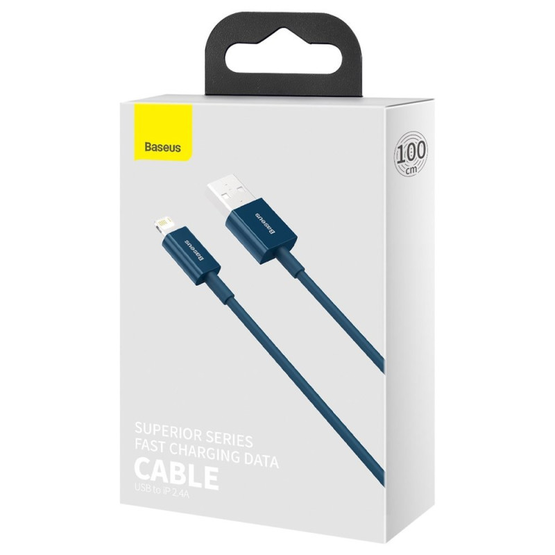 Puikus iPhone USB laidas - Lightning 2.4A 1m mėlynas