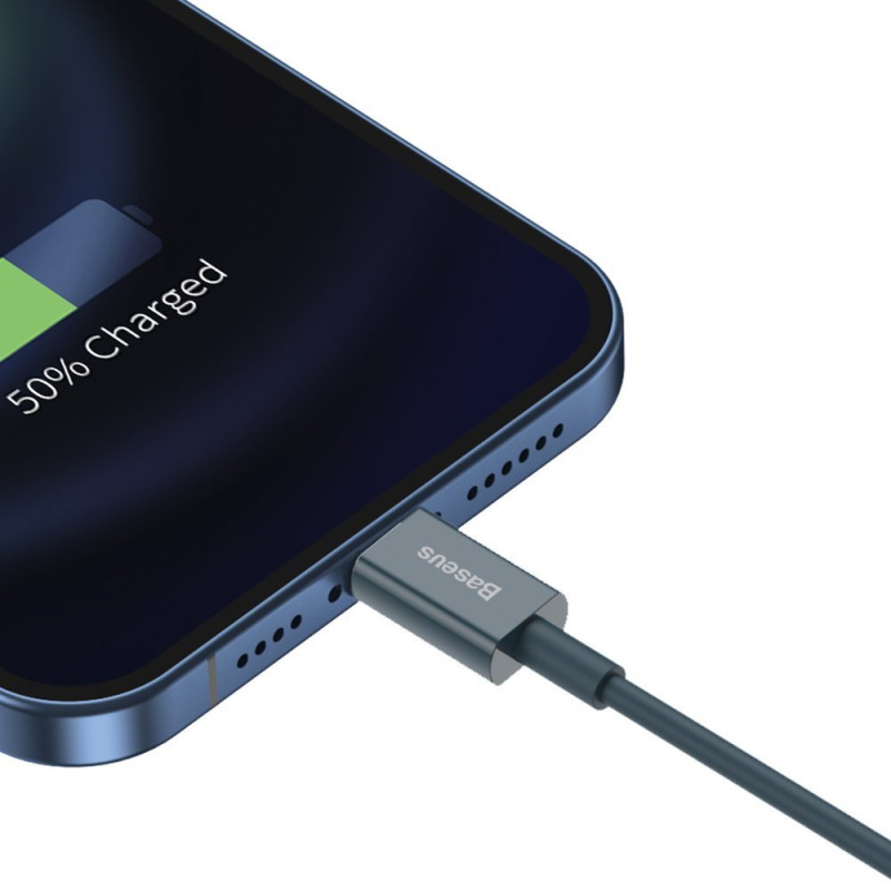 Puikus iPhone USB laidas - Lightning 2.4A 1m mėlynas