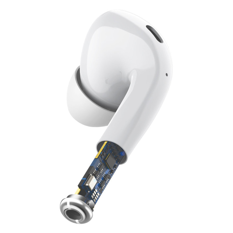 W3 Bluetooth 5.0 TWS belaidės ausinės, įdedamos į ausis, atsparios vandeniui IP55, baltos spalvos