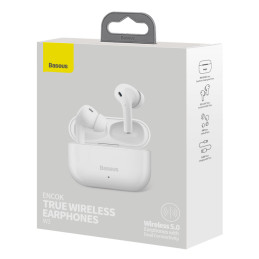 
W3 Bluetooth 5.0 TWS belaidės ausinės, įdedamos į ausis, atsparios vandeniui IP55, baltos spalvos
