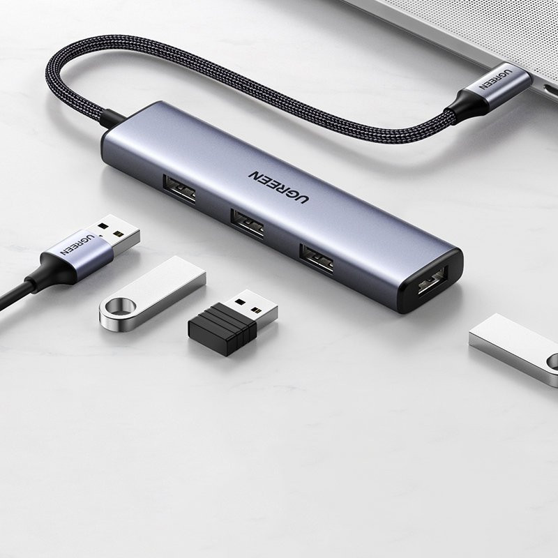 HUB USB-C iki 4x USB 3.2 skirstytuvo, sidabro spalvos