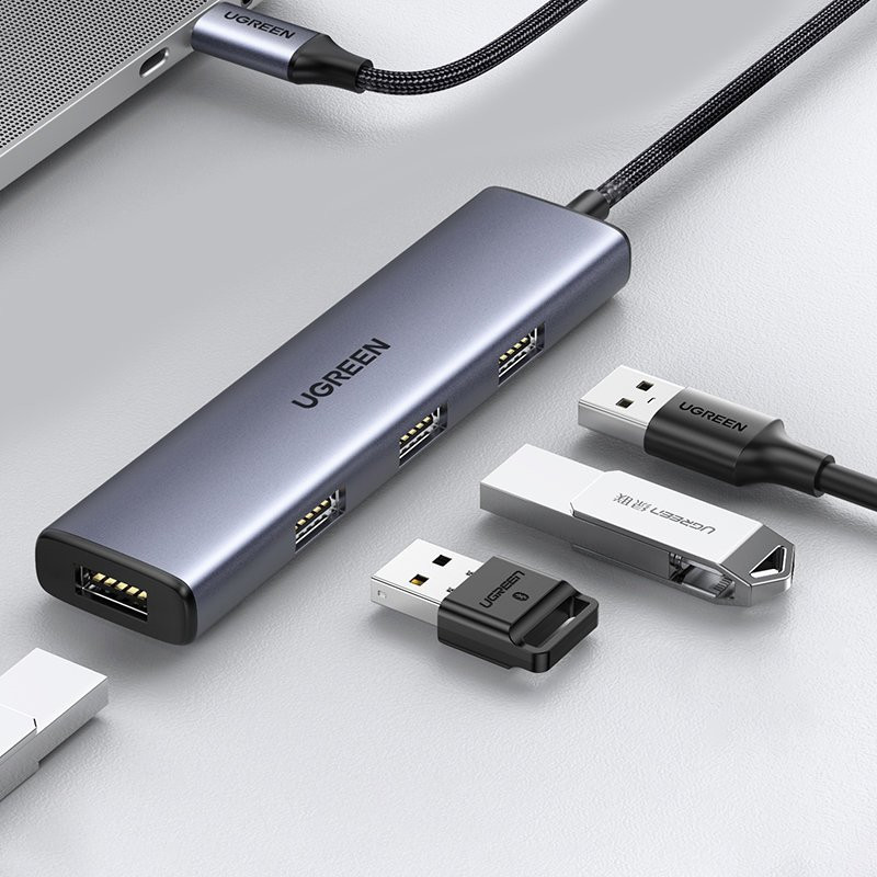 HUB USB-C iki 4x USB 3.2 skirstytuvo, sidabro spalvos