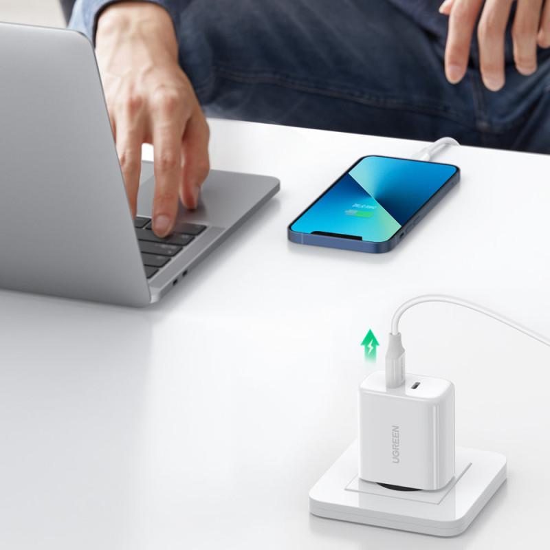 2x USB-C 40W Power Delivery telefono įkroviklis, baltas