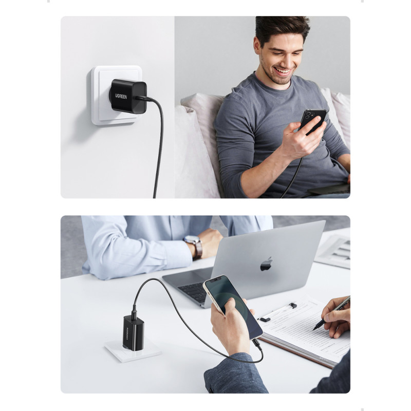 USB-C 20W Power Delivery telefono įkroviklis, juodas