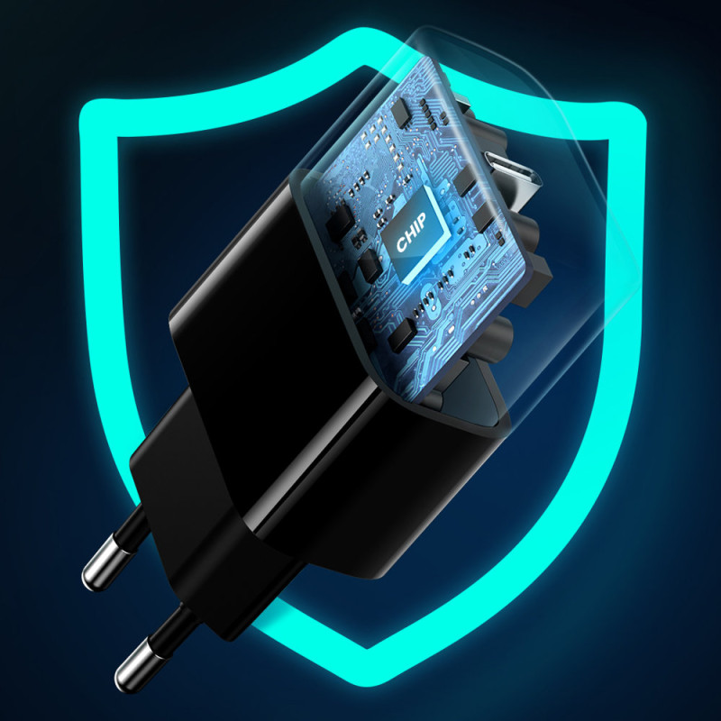 USB-C 20W Power Delivery telefono įkroviklis, juodas