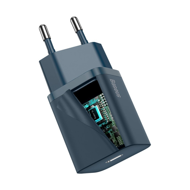 Super Si 1C greitas USB-C įkroviklis 20 W Power Delivery mėlynas