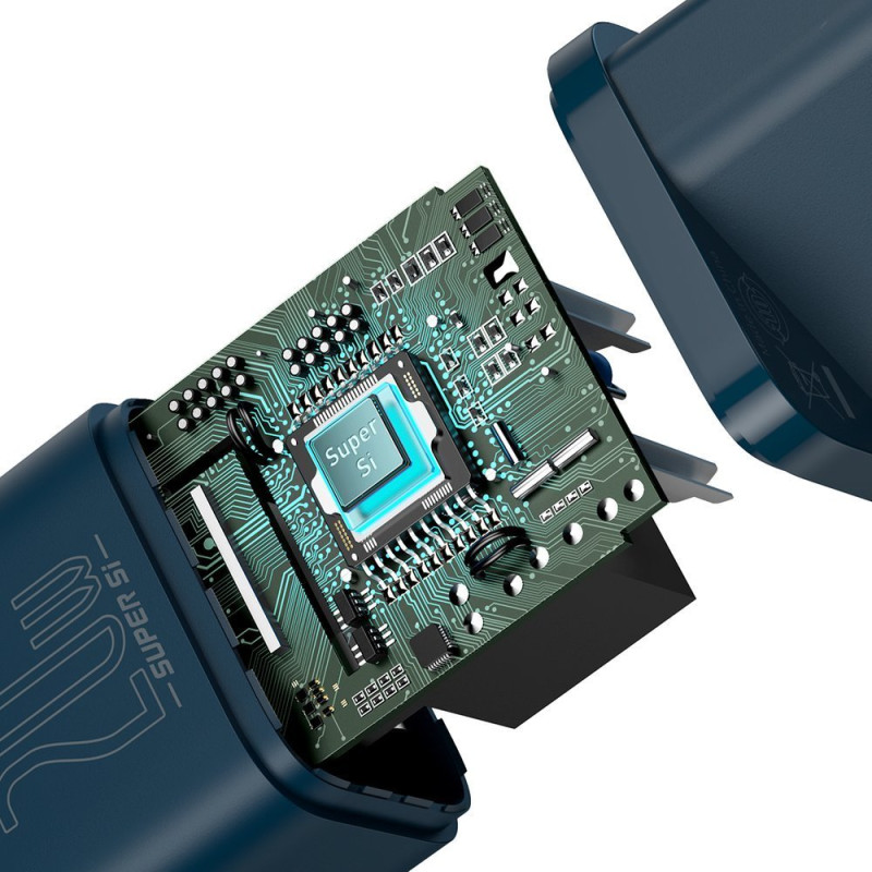 Super Si 1C greitas USB-C įkroviklis 20 W Power Delivery mėlynas