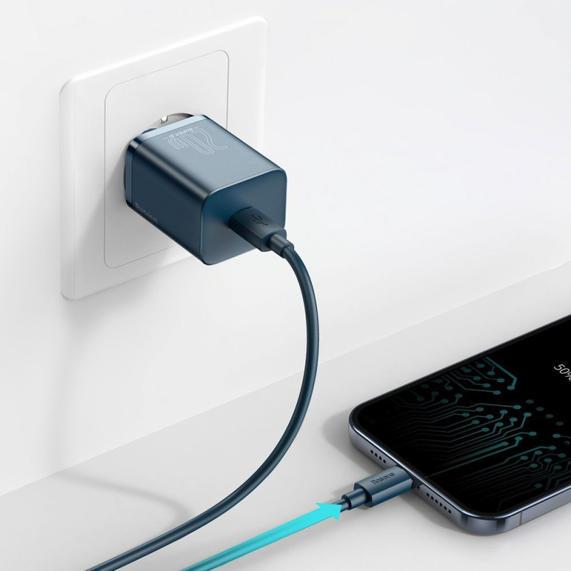 Super Si 1C greitas USB-C įkroviklis 20 W Power Delivery mėlynas