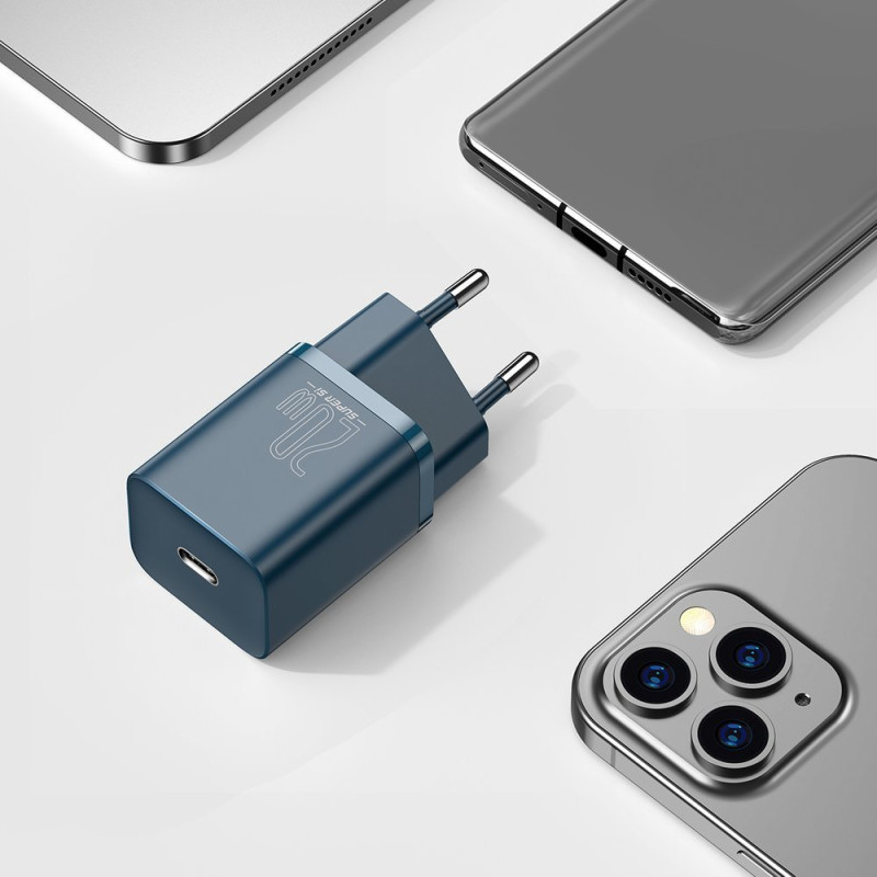 Super Si 1C greitas USB-C įkroviklis 20 W Power Delivery mėlynas