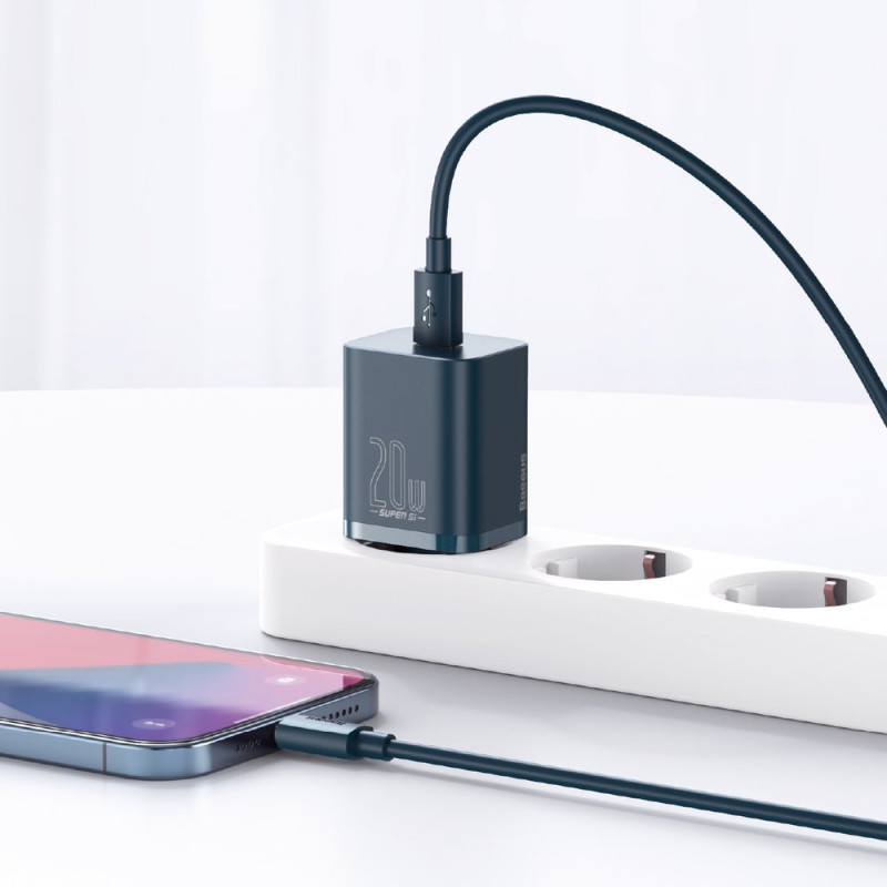 Super Si 1C greitas USB-C įkroviklis 20 W Power Delivery mėlynas