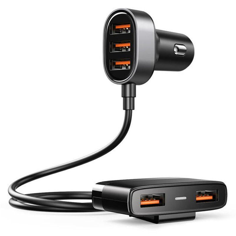 
Greitas automobilinis įkroviklis 5x USB 6.2A su ilgintuvu, juodas
