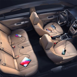 
Greitas automobilinis įkroviklis 5x USB 6.2A su ilgintuvu, juodas
