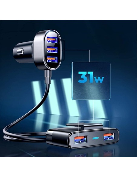 Greitas automobilinis įkroviklis 5x USB 6.2A su ilgintuvu, juodas
 
Greitas automobilinis įkroviklis 5x USB 6.2A su ilgintuvu, juodas