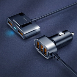 
Greitas automobilinis įkroviklis 5x USB 6.2A su ilgintuvu, juodas
