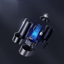 
Greitas automobilinis įkroviklis 5x USB 6.2A su ilgintuvu, juodas
