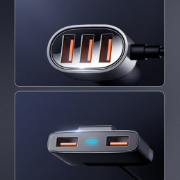 
Greitas automobilinis įkroviklis 5x USB 6.2A su ilgintuvu, juodas
