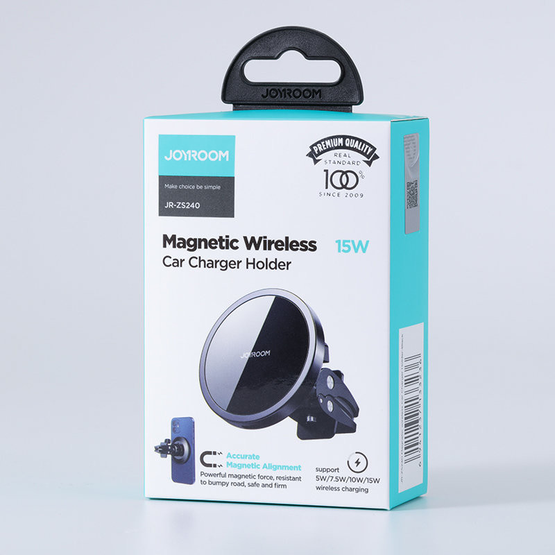 Magnetinis automobilinis laikiklis Qi 15W MagSafe indukcinis įkroviklis iPhone juodas