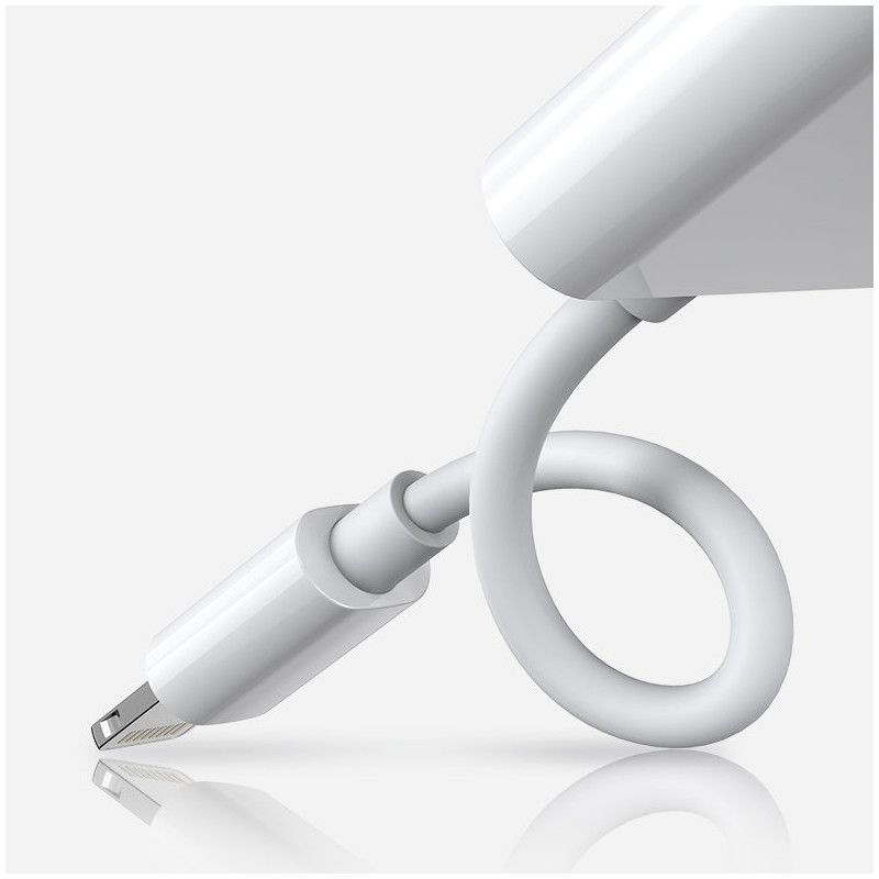 Adapterio ausinių skirstytuvas iPhone Lightning – Lightning 3,5 mm mini lizdas baltas