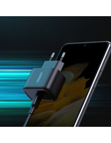 
USB-C 25W PD telefono įkroviklis + 2m juodas USB-C laidas
