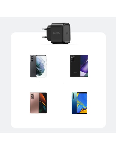 
USB-C 25W PD telefono įkroviklis + 2m juodas USB-C laidas
