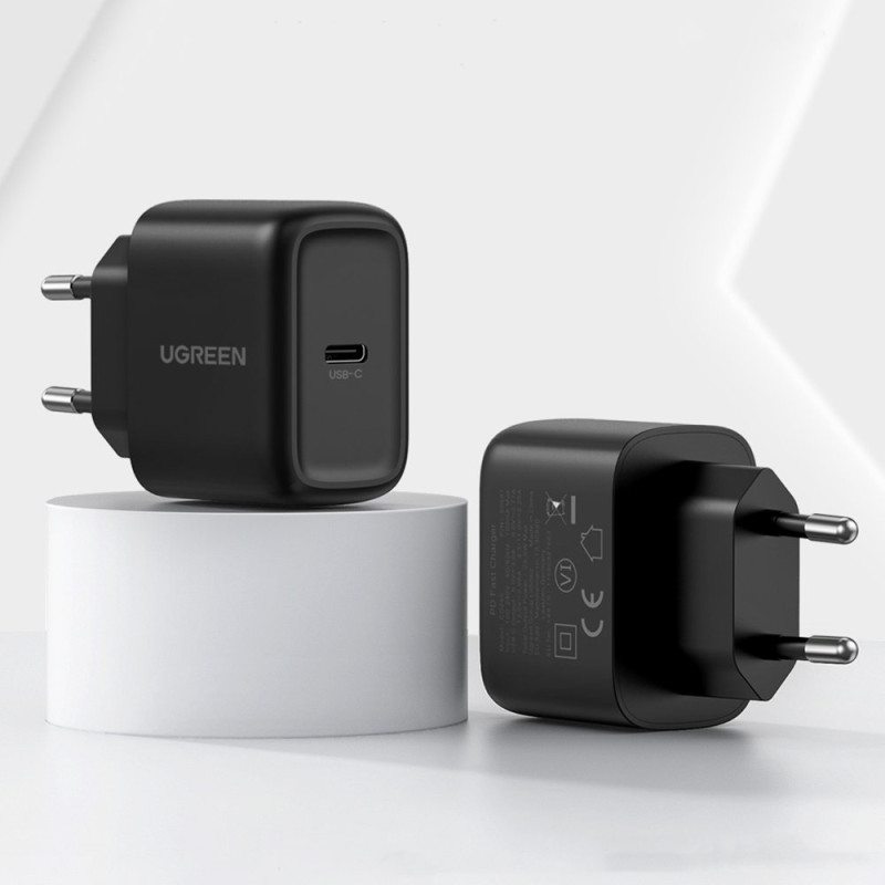 
USB-C 25W PD telefono įkroviklis + 2m juodas USB-C laidas
