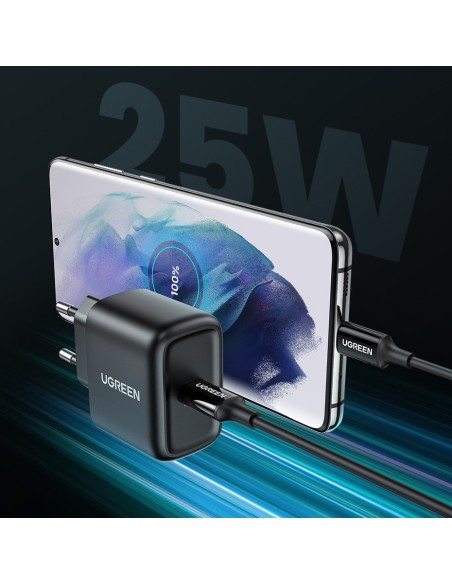 
USB-C 25W PD telefono įkroviklis + 2m juodas USB-C laidas
