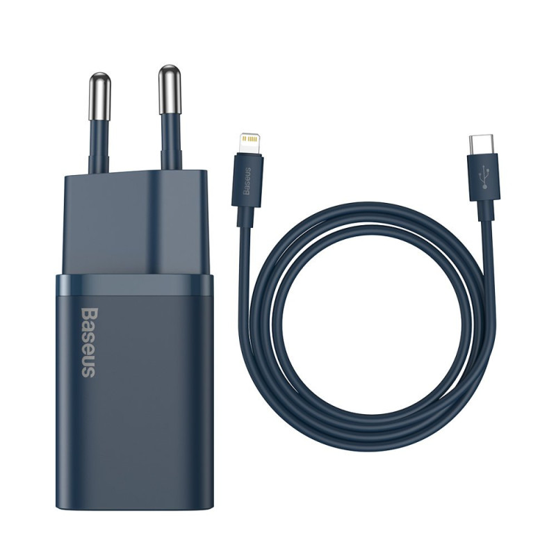 
Super Si 1C greitas USB-C 20W PD įkroviklis + iPhone Lightning laidas 1m mėlynas
