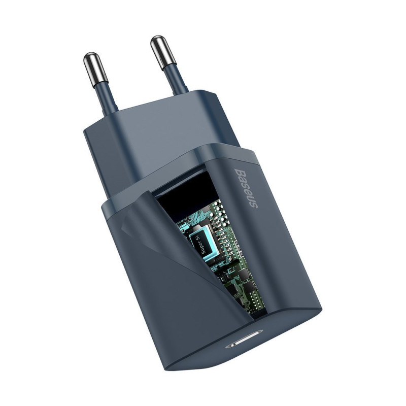 Super Si 1C greitas USB-C 20W PD įkroviklis + iPhone Lightning laidas 1m mėlynas