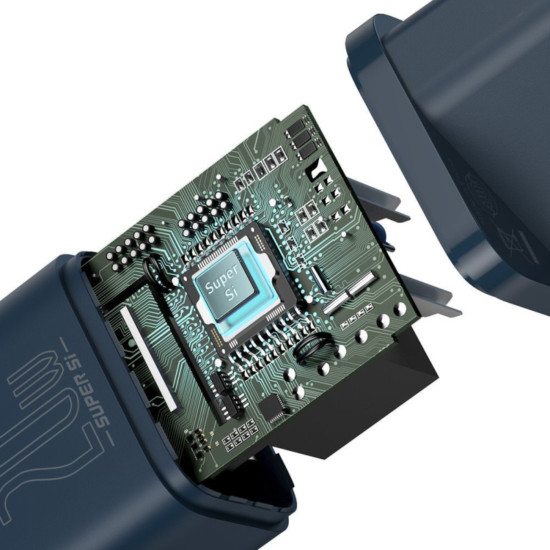 Super Si 1C greitas USB-C 20W PD įkroviklis + iPhone Lightning laidas 1m mėlynas