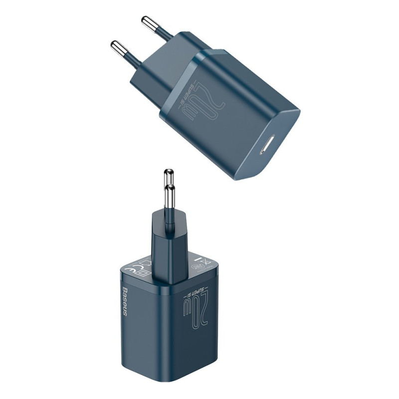 Super Si 1C greitas USB-C 20W PD įkroviklis + iPhone Lightning laidas 1m mėlynas