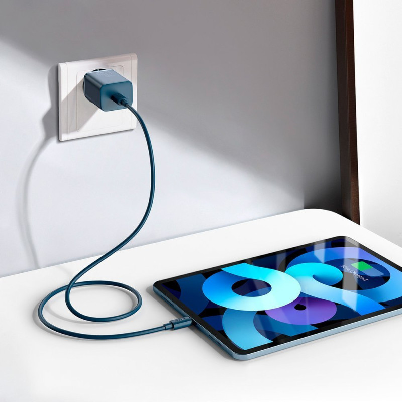 Super Si 1C greitas USB-C 20W PD įkroviklis + iPhone Lightning laidas 1m mėlynas