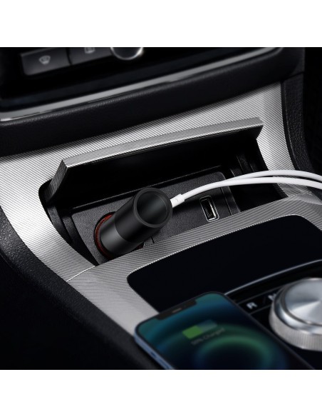 
USB automobilinis įkroviklis USB-C cigarečių degiklio lizdas QC PD Share Together pilka
