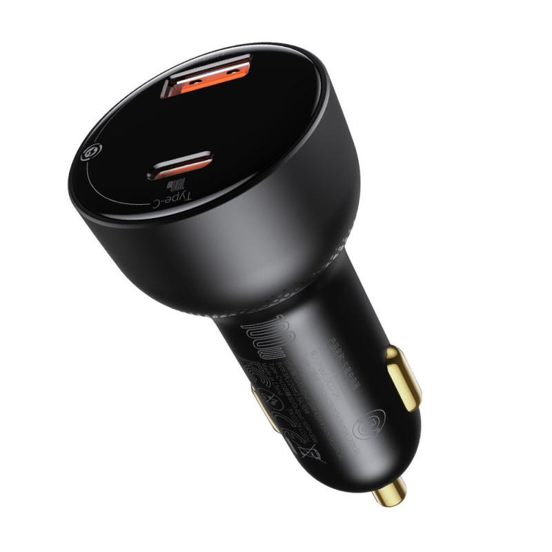 Superme USB greitas automobilinis įkroviklis USB-C PPS QC PD + 1m juodas laidas