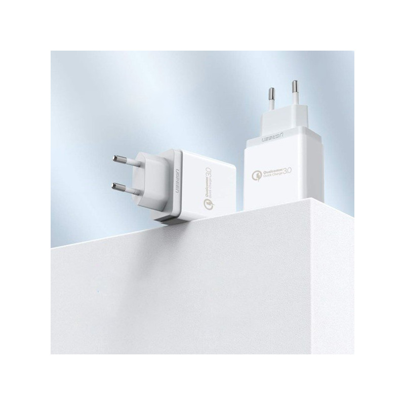 Quick Charge 3.0 18W 3A USB baltas greitas įkroviklis