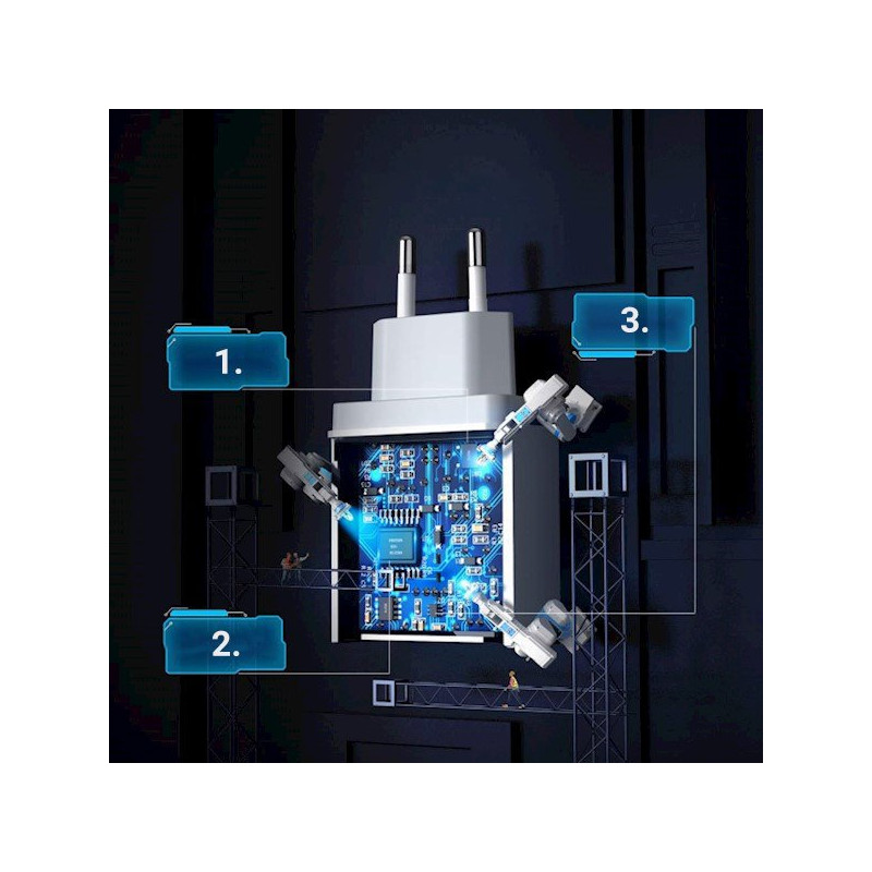 Quick Charge 3.0 18W 3A USB baltas greitas įkroviklis