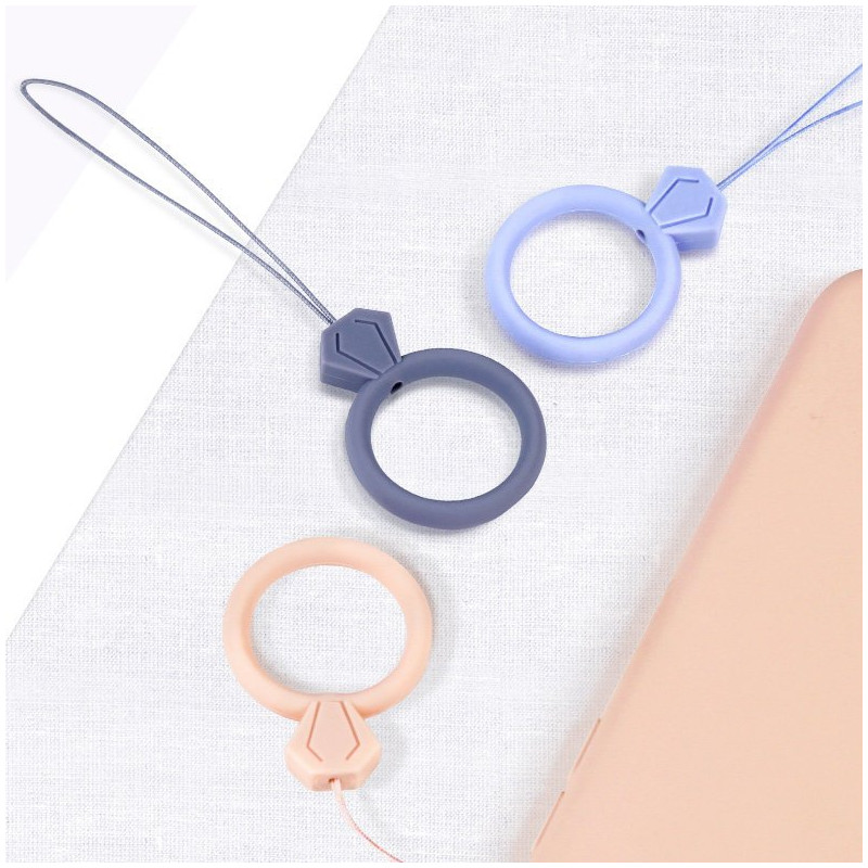 Silikono telefono dirželis, deimantinis žiedo pakabukas, oranžinis piršto žiedas