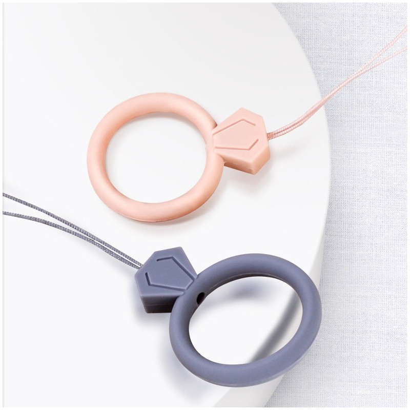 Silikono telefono dirželis, deimantinis žiedas, mėtinis piršto pakabukas