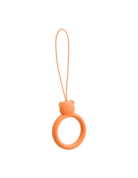 
Silikono telefono virvelė, meškiuko pakabukas, oranžinis piršto žiedas
